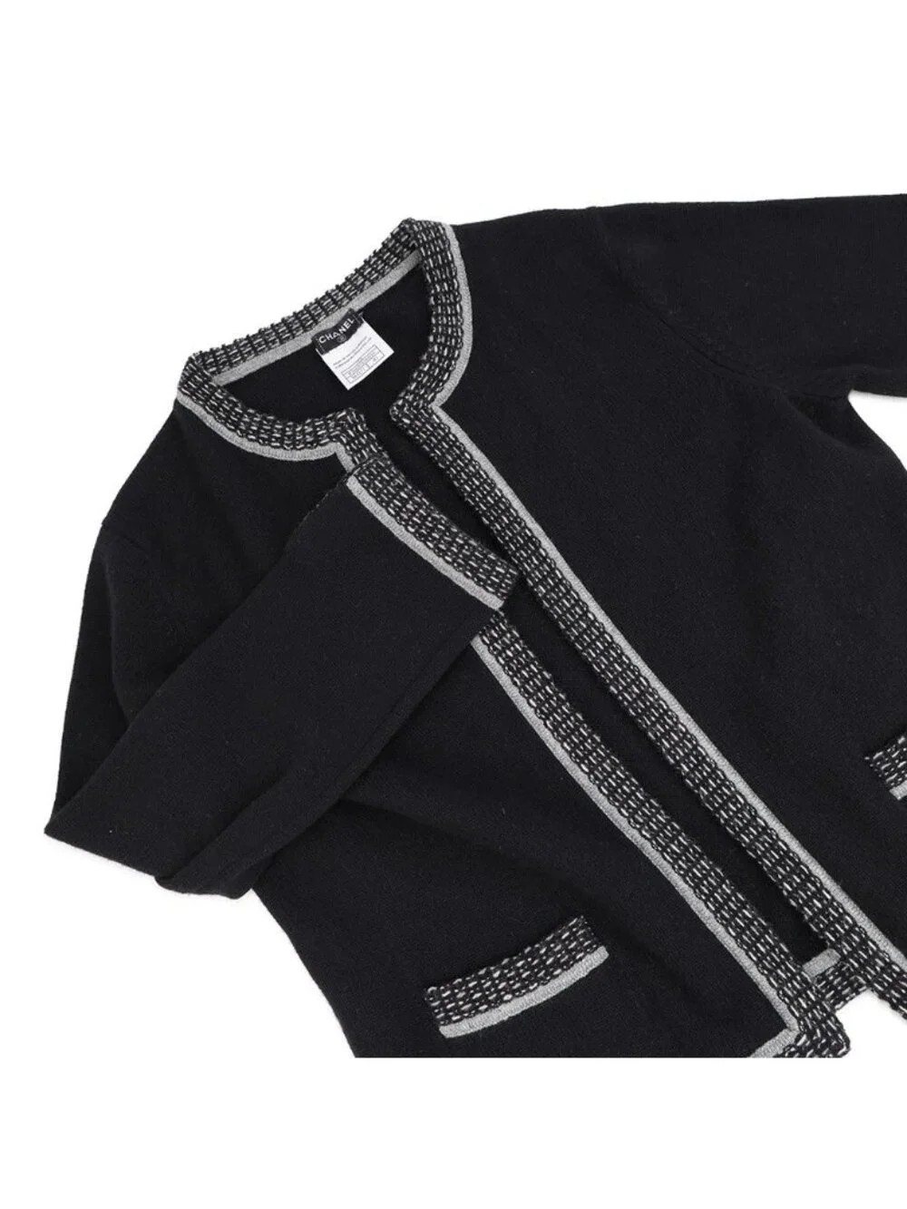 Chanel Cardigan CC Logo Cashmere 40 Black
